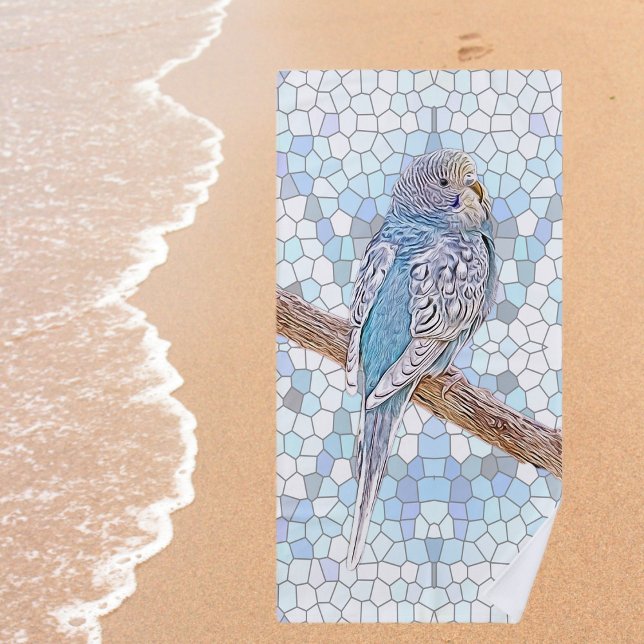 Toalla De Playa Bugie azul lindo sobre fondo de mosaico (Subido por el creador)