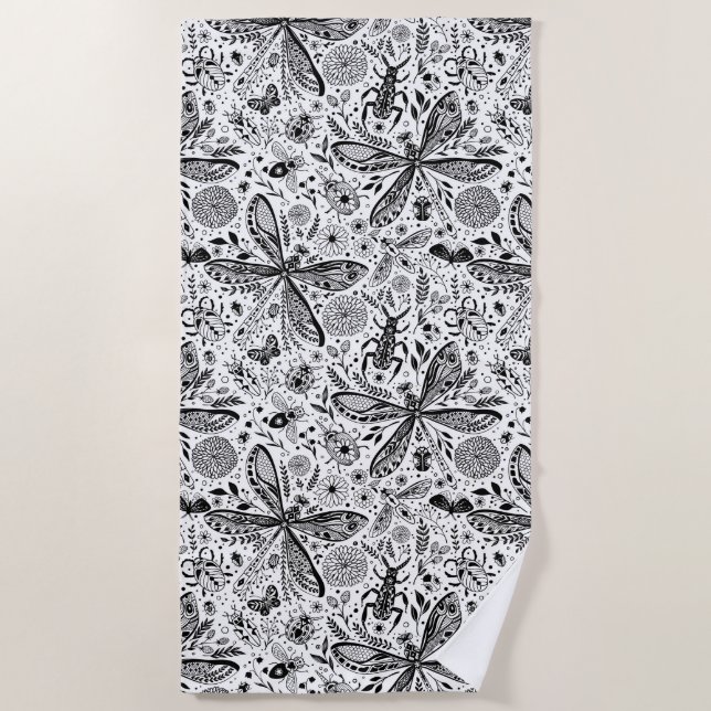 Toalla De Playa Bugs de garabatos en azul oscuro (Anverso)