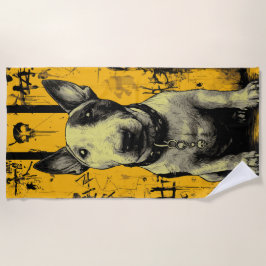 Toalla De Playa Bull Terrier Skull Grunge Art