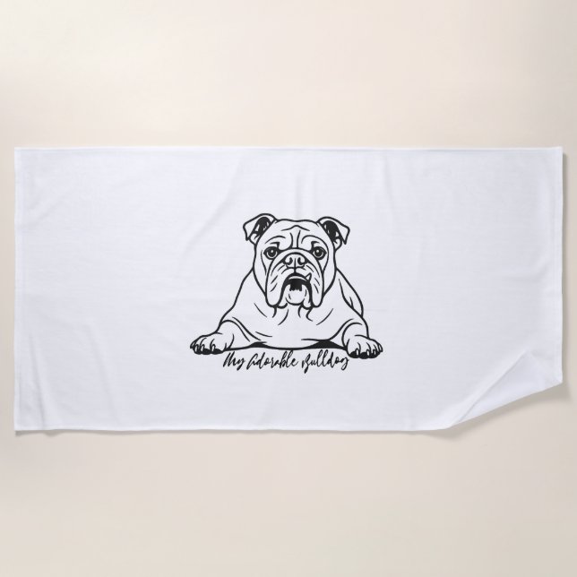 Toalla De Playa Bulldog Adorable (Anverso)