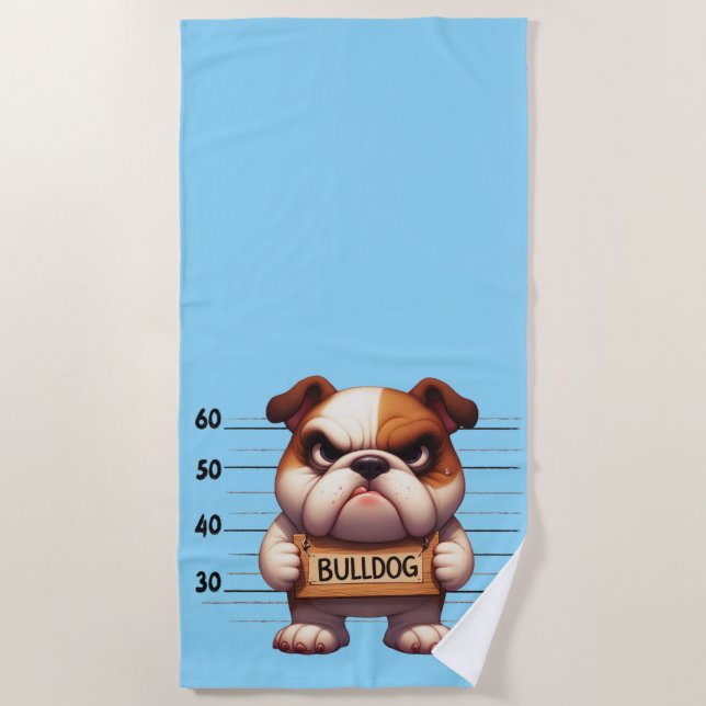 Toalla De Playa Bulldog travieso (Anverso)