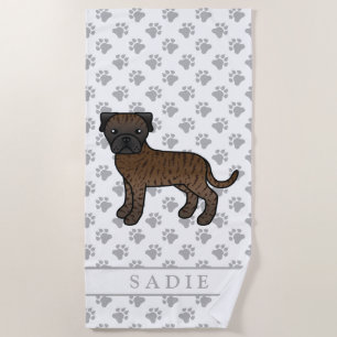Toalla De Playa Bullmastiff atigrado perro de dibujos animados lin