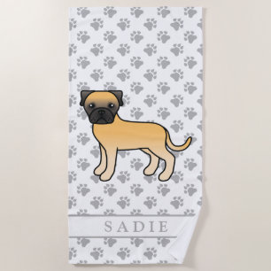 Toalla De Playa Bullmastiff cervato perro de dibujos animados lind