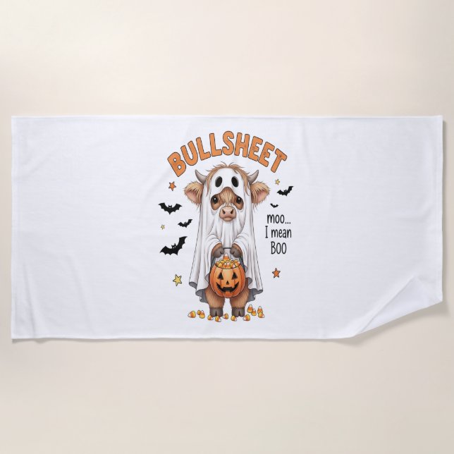 Toalla De Playa Bullsheet Highland Cow Funny Ghost (Anverso)