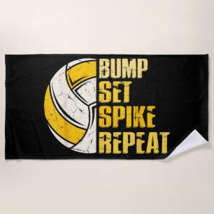 Toalla De Playa Bump Set Spike Repetir voleibol Gracioso