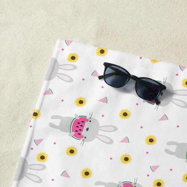 Toalla De Playa Bunny Eating Watermelon (In situ)