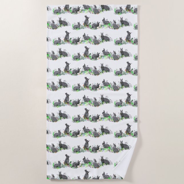 Toalla de playa Bunny Meadow (elige color) (Anverso)