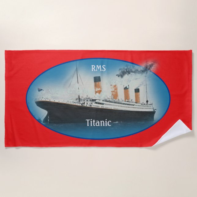 Toalla De Playa Buque Titanic Red Maritime White Star  (Anverso)