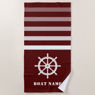 Toalla De Playa Buques Ruedas Helm Su Nombra Navy Red