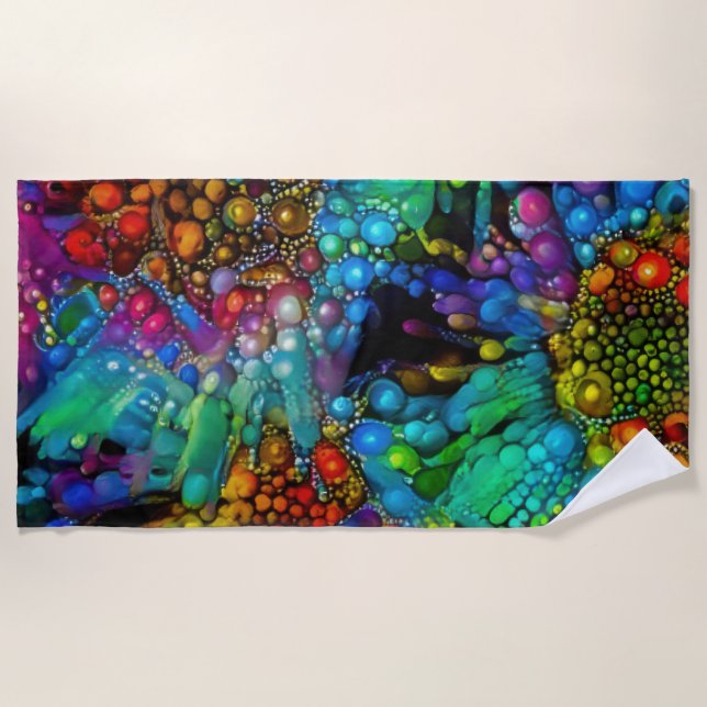 Toalla De Playa Burbuja psicodélica explota dias abstractas (Anverso)