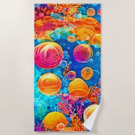 Toalla De Playa Burbujas de arrecife de coral coloridas