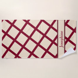 Toalla de Playa Burgundy Crema Personalizada con E