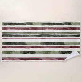 Toalla De Playa Burgundy Red Green Cream Stripes