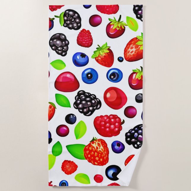 Toalla De Playa Burst de Berry: Patrón de Fruity (Anverso)