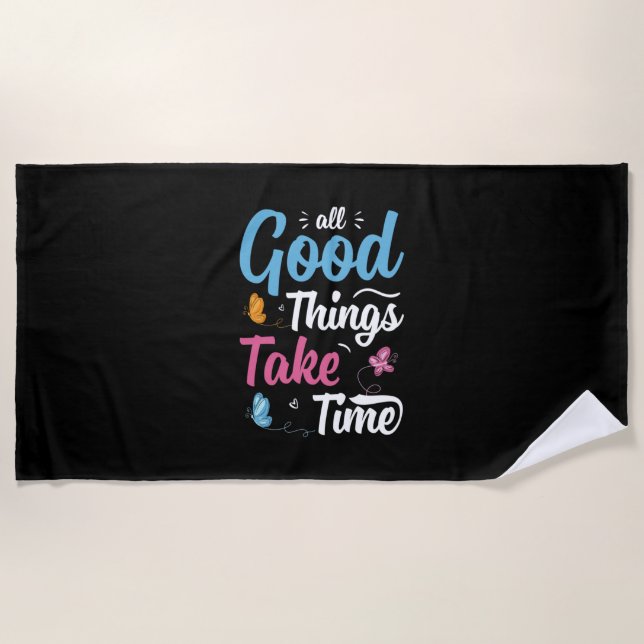 Toalla De Playa Butterfly Gift | All Good Things Take Time (Anverso)