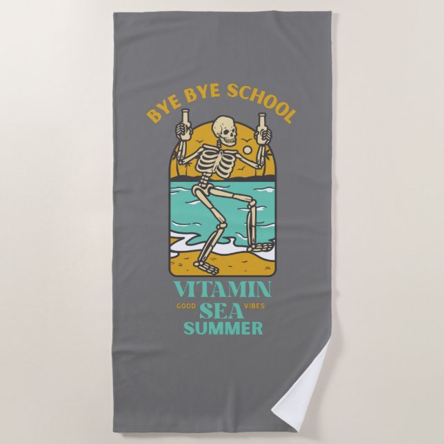 Toalla De Playa Bye Bye School Hello Summes Sea Beach (Anverso)