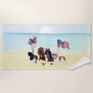 Toalla De Playa Caballero Patriótico Rey Charles Spaniels