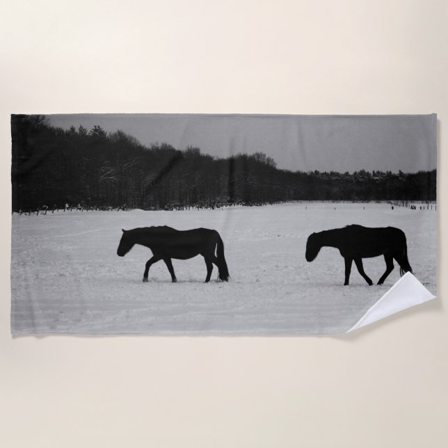 Toalla De Playa Caballos con nieve btcnm (Anverso)