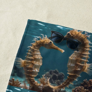 Toalla De Playa Caballos de mar románticos bajo el océano,