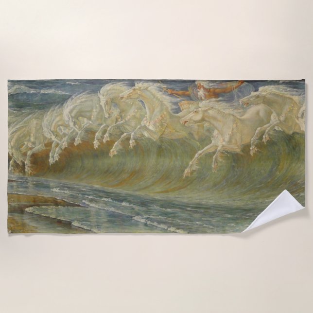 Toalla De Playa Caballos de Neptuno de Walter Crane (Anverso)