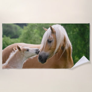 Toalla De Playa Caballos lindos potro de Haflinger y beso de