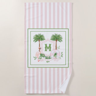 Toalla De Playa Cabana Stripes Palm Beach Monogram Crest