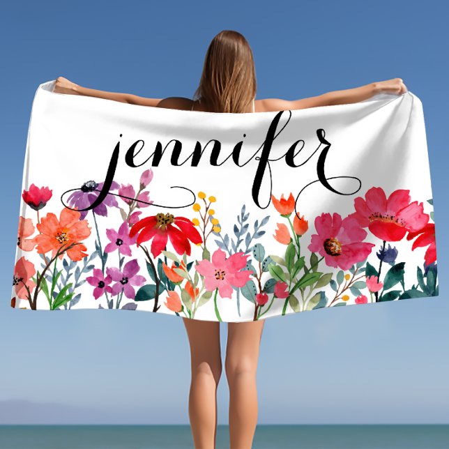 Toalla De Playa Cabana Vacaciones Regalos Nombre Personalizado (Cabana Vacation Gifts Personalized Name Beach Towel)