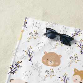 Toalla De Playa Cabeza Animal Adorable Y Patrón Floral