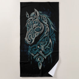 Toalla De Playa Cabeza de caballo celta – Diseño de nudo vikingo