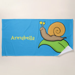 Toalla De Playa Caca, caracol feliz en un ilustracion personalizad