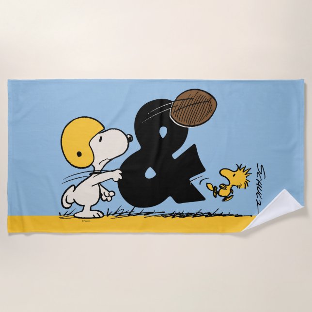 Toalla De Playa Cacahuetes | Fútbol Snoopy & Woodstock (Anverso)