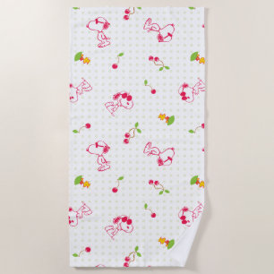 Toalla De Playa Cacahuetes   Patrón de cerezo Snoopy y Woodstock