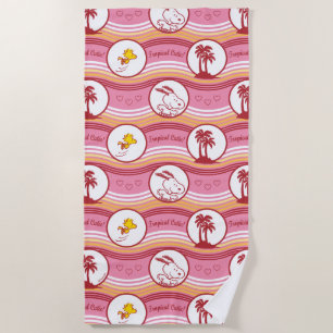 Toalla De Playa Cacahuetes   Snoopy & Woodstock Tropical Cutie