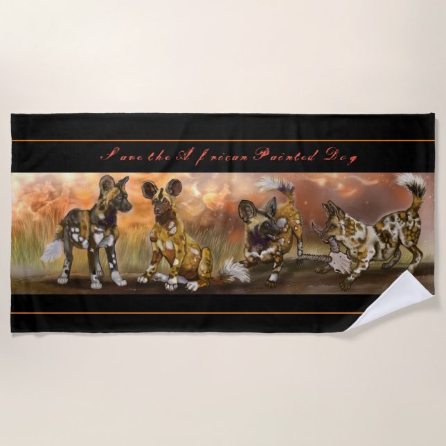 Toalla De Playa Cachorros pintados de África (Anverso)