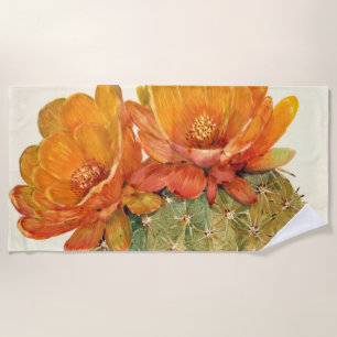 Toalla De Playa Cactus Naranja Blossoms