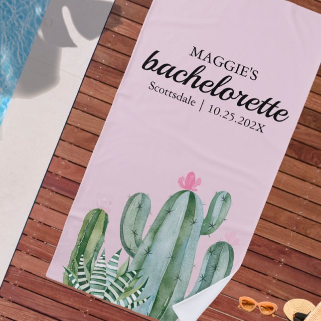 Toalla De Playa Cactus Suculento Desierto Bachelorette Rosa (Subido por el creador)