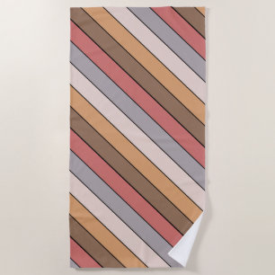 Toalla De Playa Café Crema Gris Rosa Polvoriento Sobre Papel Acuar