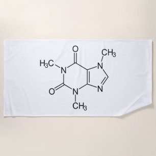 Toalla De Playa Caffeine Molecule Chemistry Coffee Atoms
