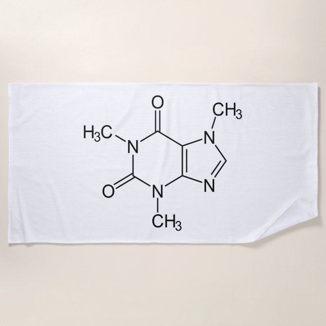 Toalla De Playa Caffeine Molecule Chemistry Coffee Atoms (Anverso)