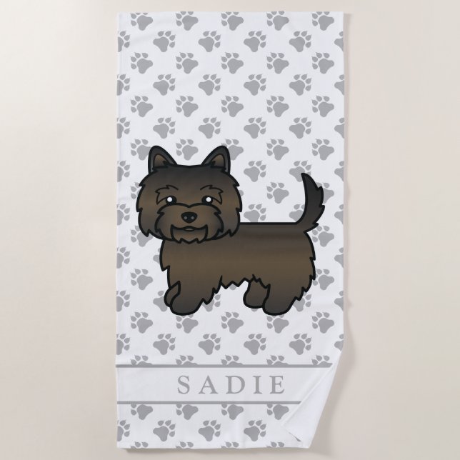 Toalla De Playa Cairn Terrier Brindle Oscuro Perro de Dibujos Anim (Anverso)