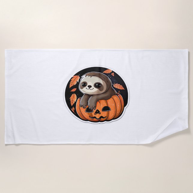 Toalla De Playa calabaza lenta Halloween pegatina camiseta sobredi (Anverso)