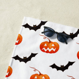 Toalla De Playa Calabazas y murciélagos de Halloween, truco o trat