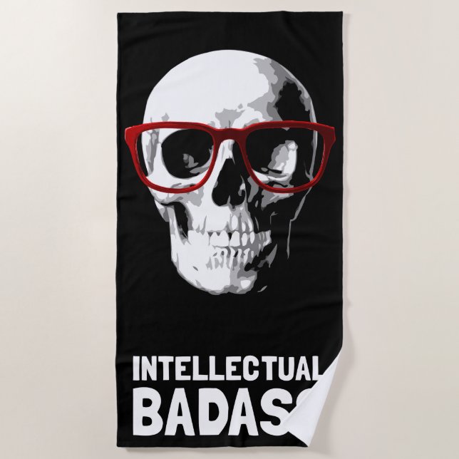 Toalla De Playa Calavera con gafas rojas: malote intelectual (Anverso)