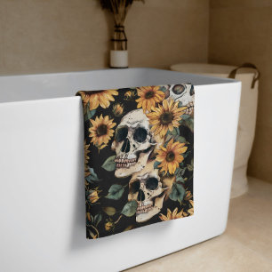 Toalla De Playa Calaveras de Gótico de verano y girasoles tembloro