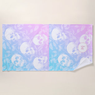 Toalla De Playa Calaveras góticas personalizadas con ombre pastel