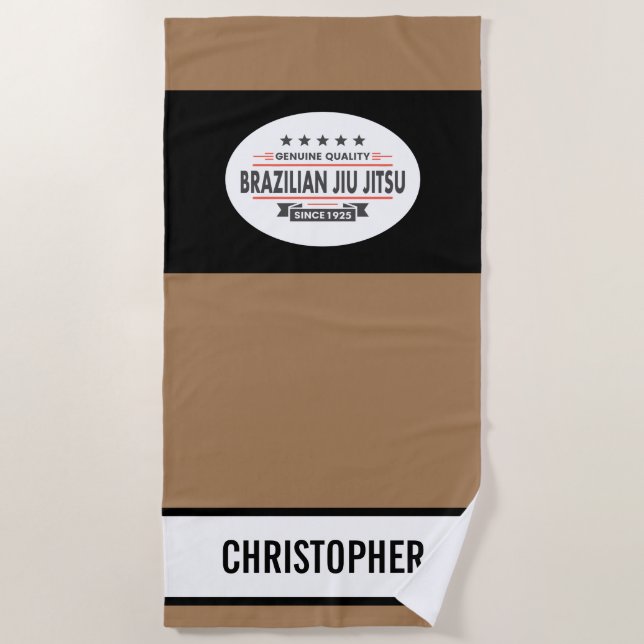 Toalla De Playa Calidad BJJ del cinturón pardo desde Dojo Gimnasio (Anverso)