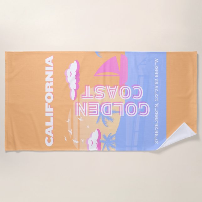 Toalla De Playa California, Beach, arte de viajes (Anverso)