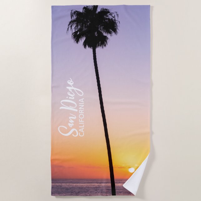 Toalla De Playa California Palm Tree Beach Sunset San Diego (Anverso)