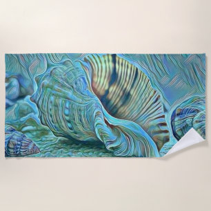 Toalla De Playa Camaradas verdes azules en la pintura de la playa