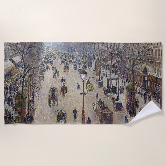 Toalla De Playa Camille Pissarro - Boulevard Montmartre, mañana (Anverso)